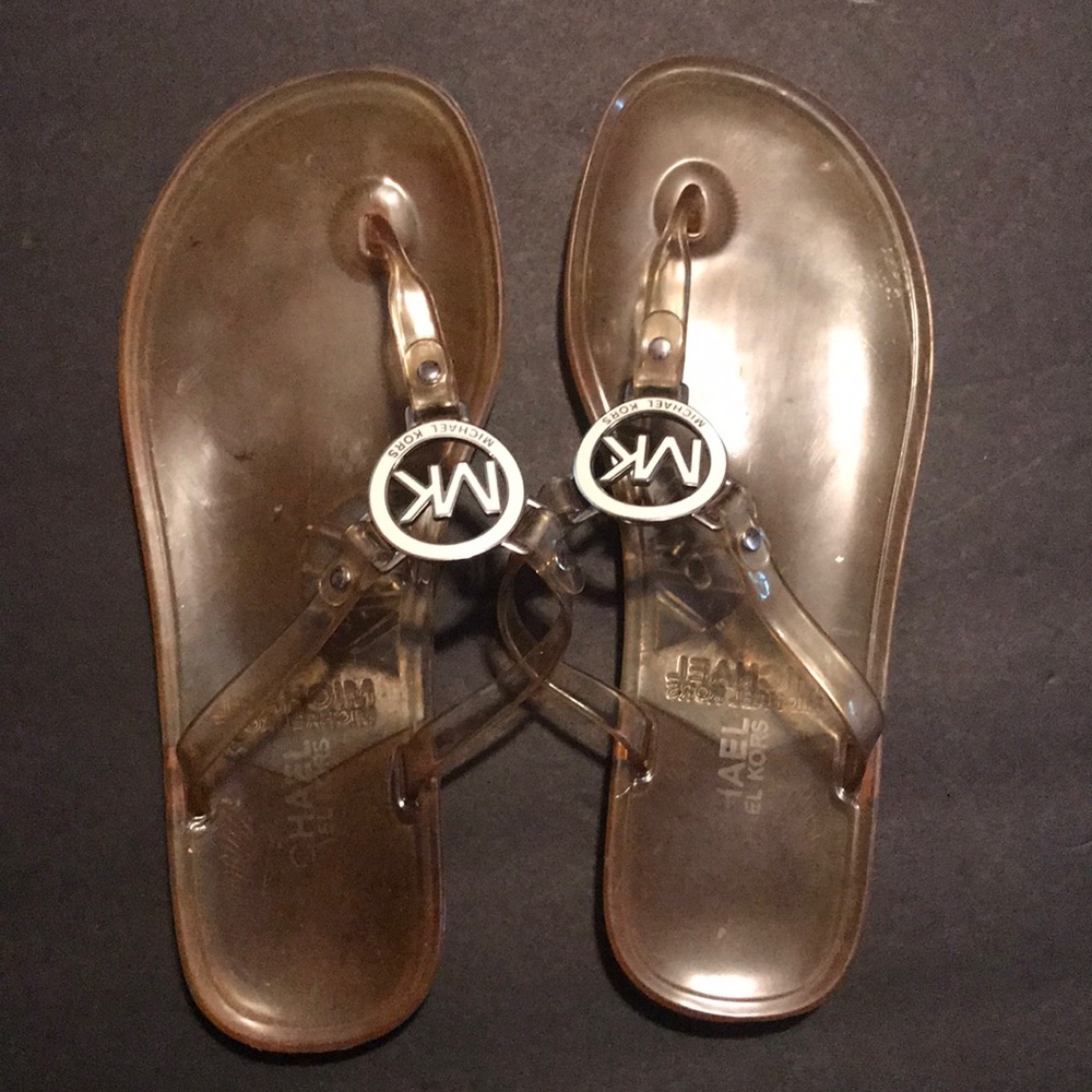 Michael Kors heavy plastic flip flops